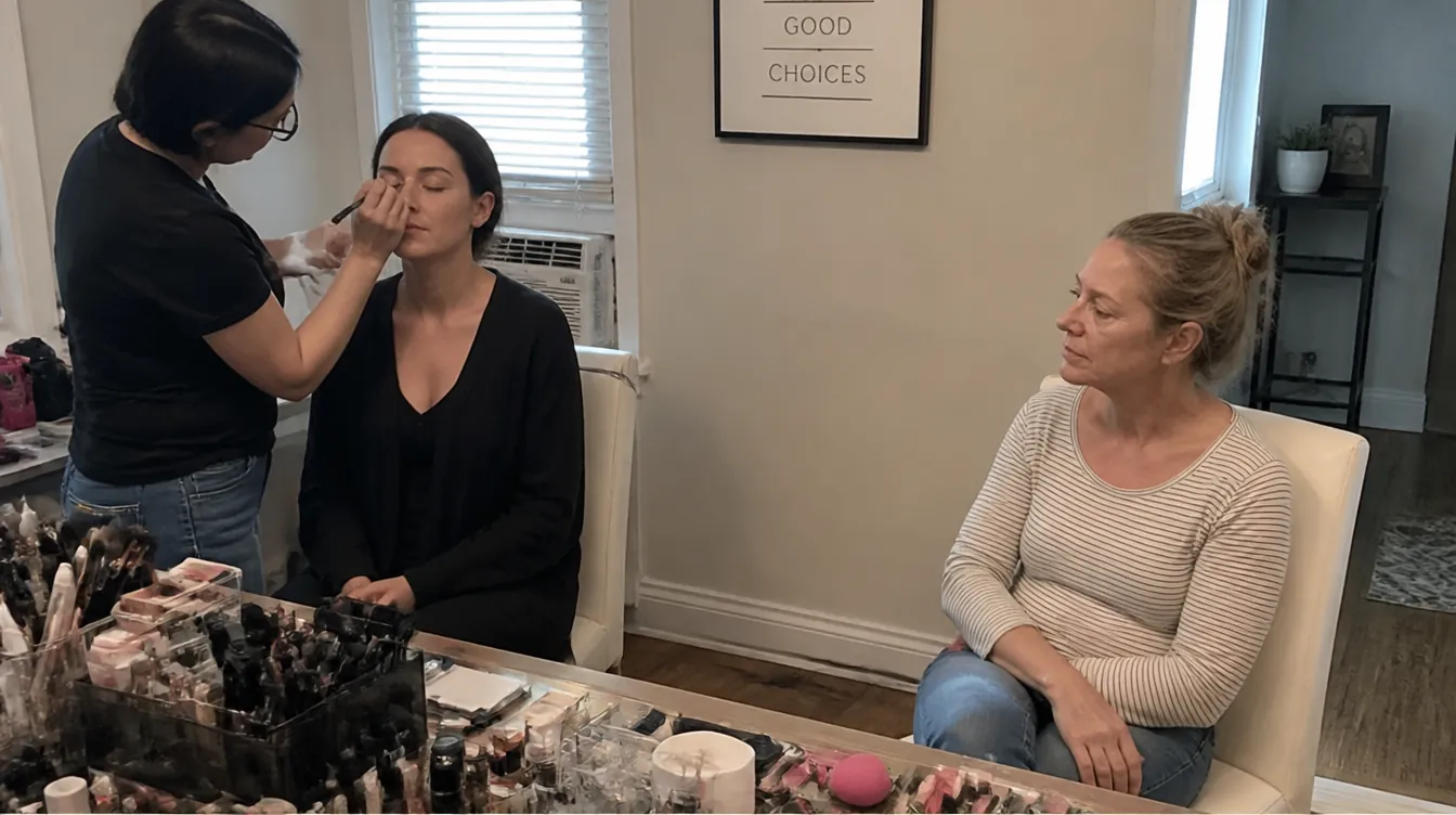 Mom and daughter at the makeup artist